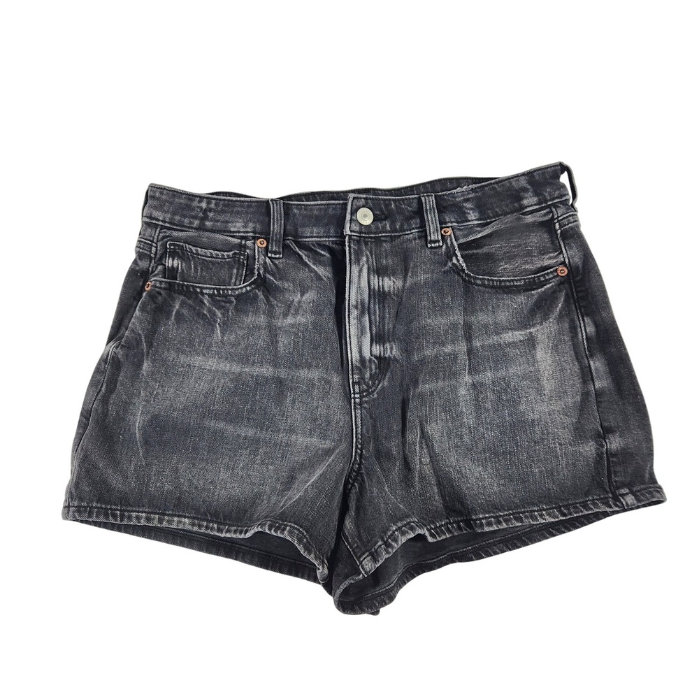 American Eagle Strigid Mom Shorts Womens 10 Black Denim High Rise Washed